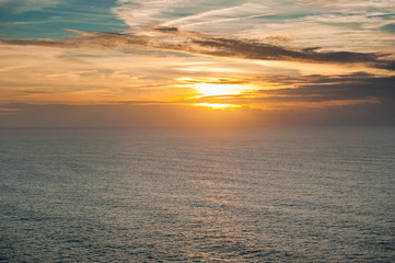 Beautiful sunset. Atlantic Ocean, Cabo da Roca (Cape Roca), Portugal