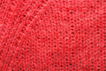 Texture - bright, red, wool, very warm sweater.