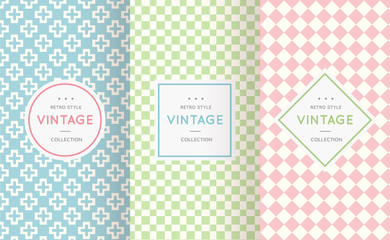 Pastel retro different vector seamless patterns