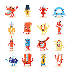 Funny Office Supplies Icons Set