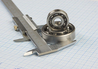 calipers, bearing and square