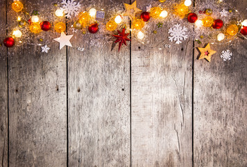 Christmas decoration on wooden background