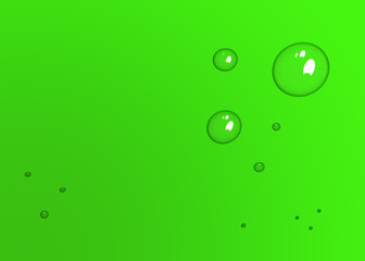 Water drops on green background