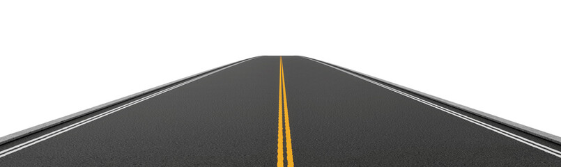 Rendering of empty two-way asphalt road going straight and disappearing into distance © gearstd