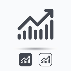 Graph icon. Business analytics chart symbol. Square buttons with flat web icon on white background. Vector