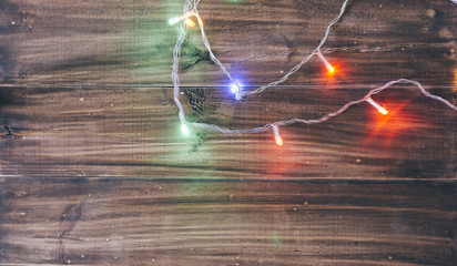 Christmas Lights On Wood