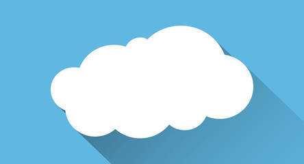 Cloud icon isolated on blue background with long shadow. Vector illustration