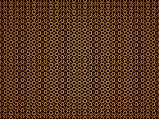 Orange graphic pattern on black background. 