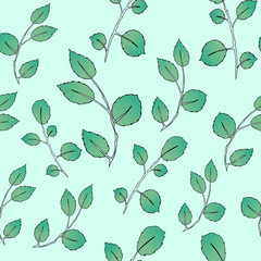 Seamless green leaf pattern.