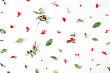 minimal creative berry arrangement pattern on white. flat lay, top view. christmas background wallpaper.