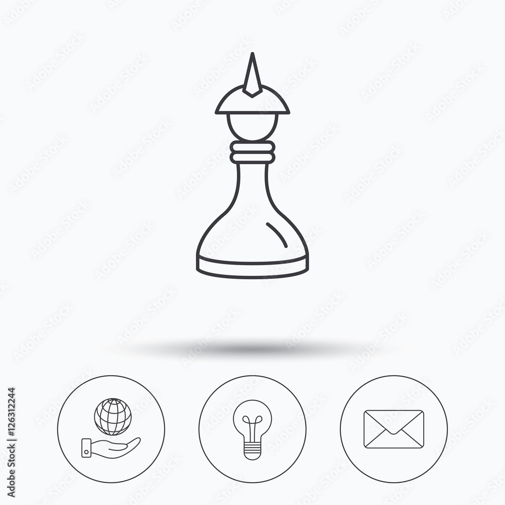 Poster strategy, save planet and mail envelope icons. lamp lightbulb linear sign. linear icons in circle bu