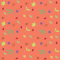 berries. leaves. print with floral motifs.