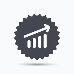 Growing graph icon. Business analytics chart symbol. Gray star button with flat web icon. Vector