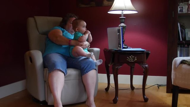 A family using facetime on the ipad to talk