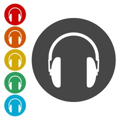 Headphone icons set 