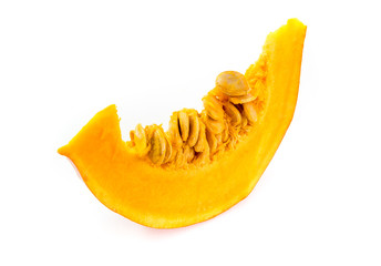 Slice of Pumpkin isolated on white background.