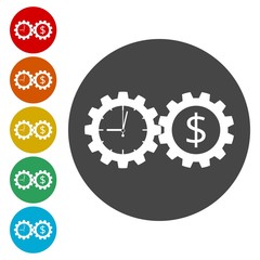 Time is money, Business gears concept icons set 