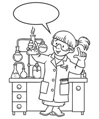 Coloring book of funny chemist or scientist