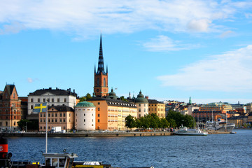 Fototapeta premium Landscape from Stockholm city hall in summer, Sweden.