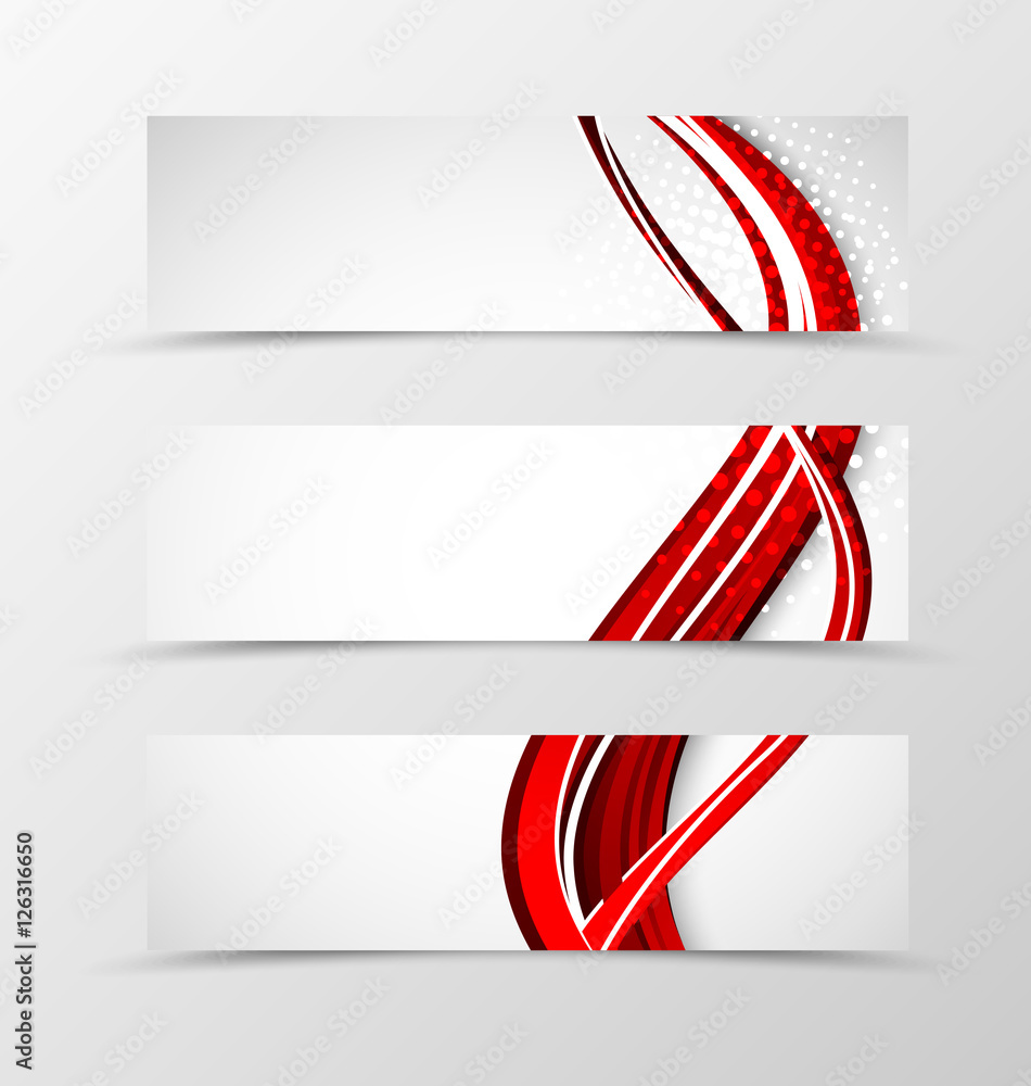 Poster set of header banner wave design