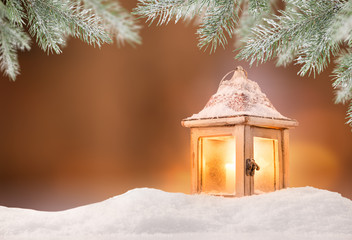 Christmas lantern on abstract background © Lukas Gojda