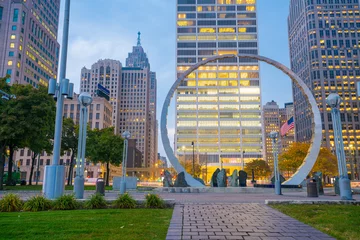 Wandcirkels plexiglas View of downtown Detroit riverfront © f11photo