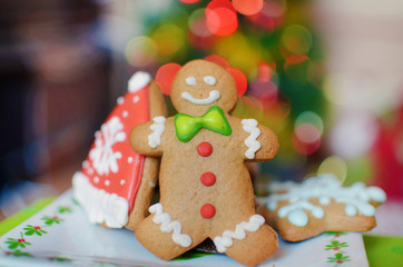 Fototapeta na wymiar Smiling gingerbread man for christmas