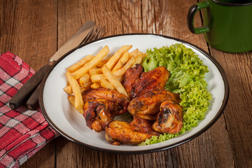 Roasted chicken wings.