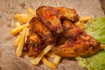 Roasted chicken wings.