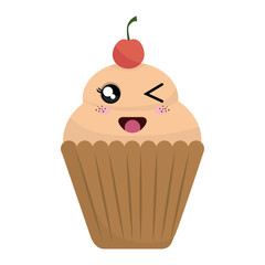 delicious cupcake kawaii style vector illustration design