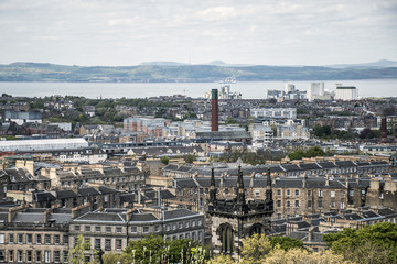 Fototapeta na wymiar Edinburgh city view from historic Calton Hill