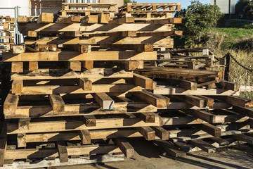 Heap of wooden pallet