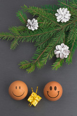 Eggs friends give each other gifts