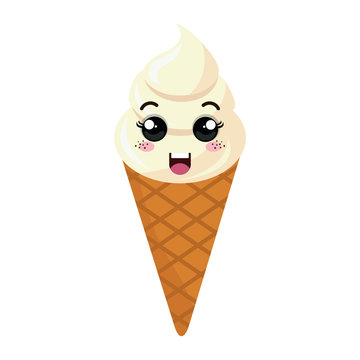 Ice Cream Kawaii Style Vector Illustration Design