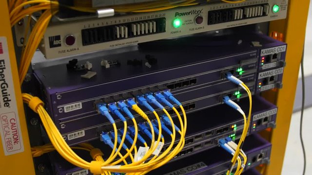 Tilting shot telecommuniations room with servers