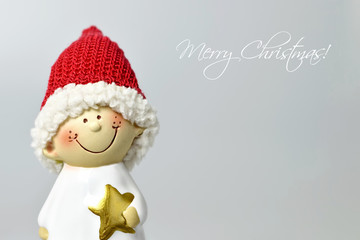 Merry Christmas card with cute Christmas elf