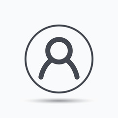 User icon. Human person symbol. Avatar login sign. Circle button with flat web icon on white background. Vector