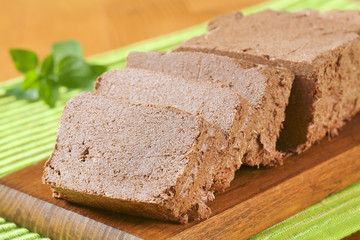 Sliced chocolate halva