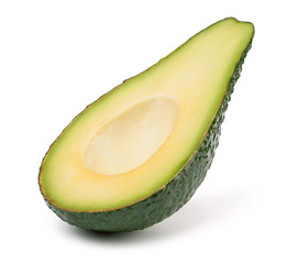 Avocado slice without stone isolated on white, with clipping path