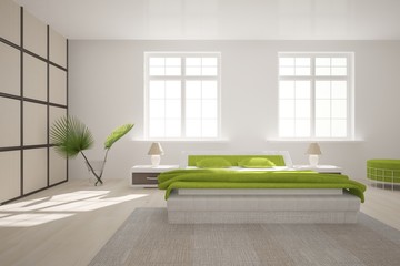 Obraz na płótnie Canvas White bedroom. Scandinavian interior design