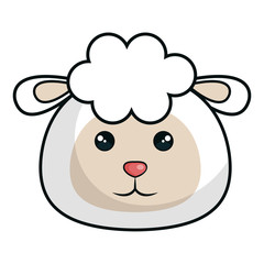 Fototapeta premium cute sheep animal kawaii style vector illustration design