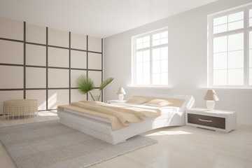White bedroom. Scandinavian interior design