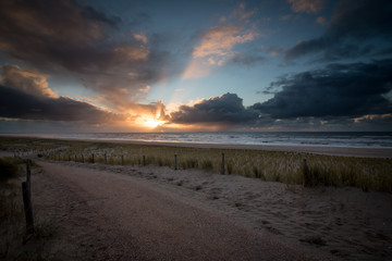 vivid sunset at Dutch beach