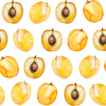 seamless pattern of watercolor apricot