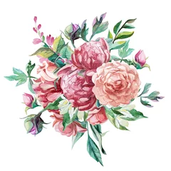 Meubelstickers bouquet of peonies isolate on white background © Kateryna