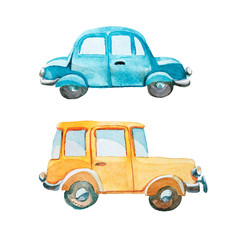 set of two cars on white background