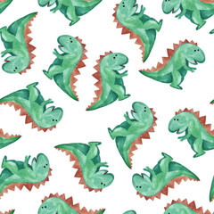 watercolor childish dinosaur pattern