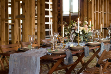 Decoration wedding table before a banquet.