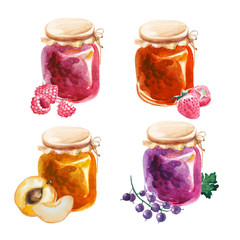watercolor jam-jears isolated on white background