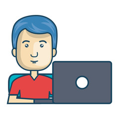 Avatar of a person working on laptop vector illustration design
